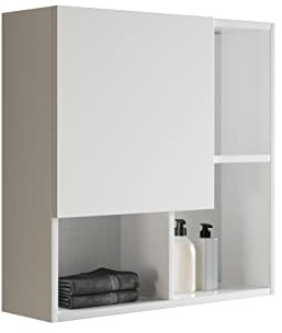 Mama Store, Armadio sospeso laccato bianco lucido con porta asimmetrica, legno, lunghezza 71 x profondità 22 x altezza 71 cm