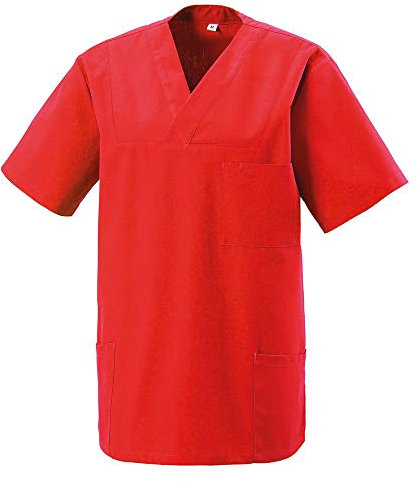 EXNER Medizinischer Schlupf-Kasack, OP-Kasack, Unisex, für Krankenpflege, Altenpflege, Farbe rot, Größe 6XL