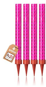 h2i Eissterne | 4 Stück | 60 Sek. Brenndauer | Eisfontäne Sprühkerze Wunderkerze - Highlight für Events Party Hochzeit Geburtstag | Tischfeuerwerk & Deko für Flaschen & Torten | Rot | Kat F1