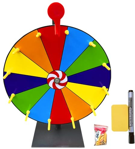 XPJBKC 12 Roue de la Fortune, 12 Emplacements Roue de la Chance, φ30 Couleur la Roue de la Fortune, Roue de la Fortune avec Marqueur Effaçable à Sec et Une Gomme, Roue de la Fortune pour Jeux