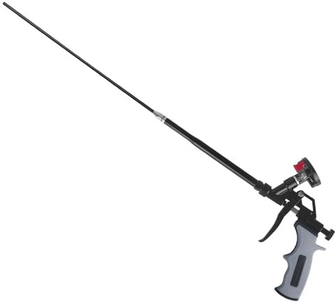 Pistola de espuma extendida de 25 pulgadas, pistola de espuma expandible profesional recubierta de PTFE, pistola de aislamiento de espuma para aislamiento y calafateo (gris)