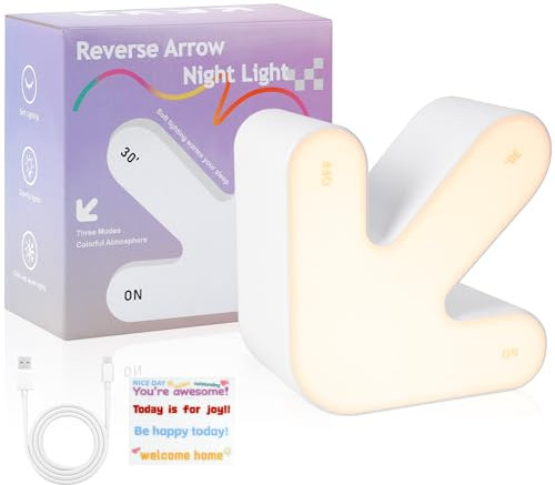 HOTUT Segnale Freccia A LED Luce Notturna, Freccia Invert luce Notturna Invertita a Batteria, Frecce Luminose Insegna al Neon LED, 9 Colori Freccia Al Neon Segnale Luminoso per Camera da Letto