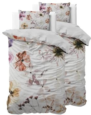 Sleeptime Bettwäsche 4teilig 135cm x 200cm 4teilig weiß - Wunderschöne Blumen - weich & bügelfrei Bettbezüge mit Reißverschluss - Bettwäsche Set mit 2 Kissenbezüge 80cm x 80cm