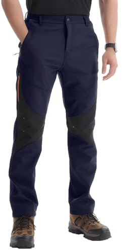 PrimeCrest Pantaloni Trekking Uomo Invernali Pantaloni Termici Impermeabili Pantaloni Sci Imbottiti Snowboard Pantaloni Montagna Pantaloni Caccia Neve Softshell Blu 34