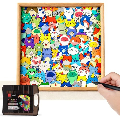 Puzzle pour chat avec cadre photo, 30 x 30 cm, puzzle en bois à peindre, 24 couleurs, pour filles et garçons, pour la maison, les voyages, la chambre d'enfant, l'école à la maison, le cadeau