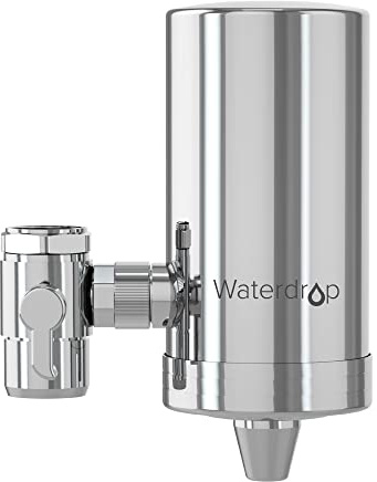 Waterdrop FC-06 Water Filter for Sink Faucet, 360° Rotating Stainless Steel, NSF Certified Faucet Water Filter for Kitchen Sink, Reduce Chlorine, 3 Months Long Lasting Tap Water Filter, 1 Filter