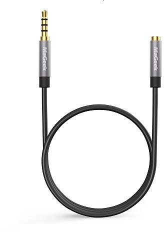 MaGeek Cable alargador de audio estéreo, (1,0 metro) AUX Cable de Extensión, Alargador Jack 3,5mm 4 Pines Jack, Macho a Hembra para Auriculares,iPhone,iPod,iPad,Car audio,Home Stereo y más.
