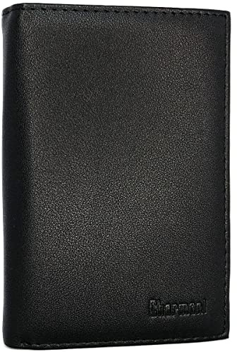 Charmoni - Grande Portefeuille - Classique - Homme - Porte Carte, Papier Voiture, Porte Monnaie - complète - Cuir synthétique (Noir 101 (11x15 cm))