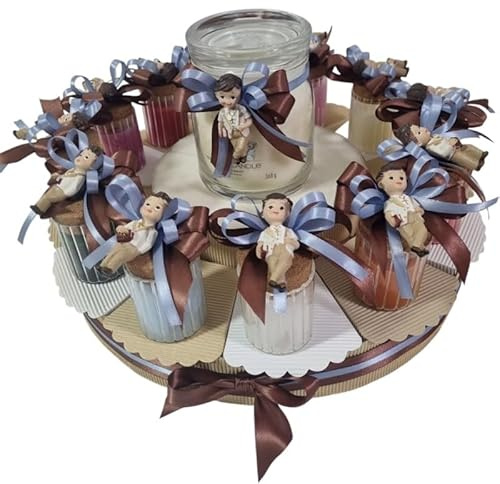 Sindy Bomboniere Bomboniere Candele Profumate Prima Comunione Maschio Torta Portaconfetti (Torta Comunione Bimbo) 59 Pezzi