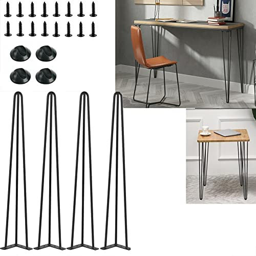 Haarnadel-Beine aus Metall und Industrie, 86 cm, DIY-Haarnadel, Tischbeine für Schrank, Bank, Stuhl, Couchtisch, Schreibtisch, moderne DIY-Möbelbeine, strapazierfähig, mit Schraube und Bodenschutz