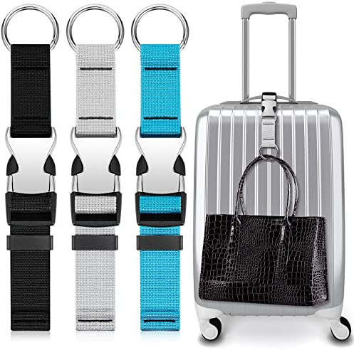 Amylove 3 Pcs Add a Bag Luggage Straps Gripper Heavy Duty Jacket Valises Strap for Travel Belt with Buckle Adjustable Baggage(Black, Blue and Grey)