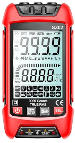 SZ02 Multimetro digitale intelligente Gamma automatica 9999 conteggi NCV Misuratore universale Tester multifunzionale portatile Voltmetro Amperometro con retroilluminazione Torcia AC/DC