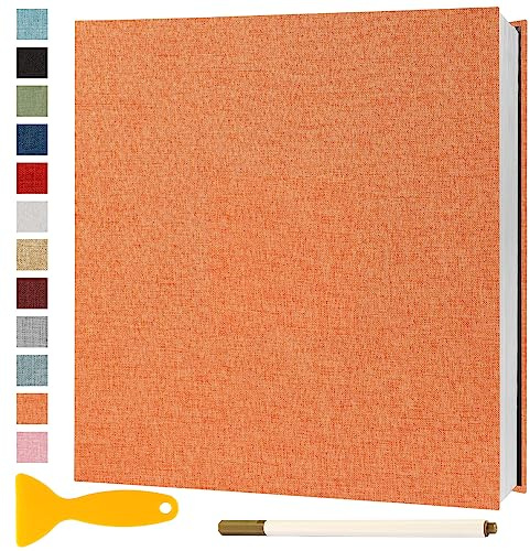 Fotoalbum Selbstklebend 33x32 Groß Fotoalbum Zum Einkleben Scrapbook Selbstgestalten Photo Album Fotobuch Hochzeit Gästebuch Baby Erinnerungsbuch Urlaub Briefmarkenalbum Geburtstag, 60 Seiten Orange