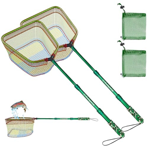 DaddyGoFish Rete da pesca per bambini, ultraleggera, telescopica per catturare farfalle di pesce sulla spiaggia d'acqua, regalo per ragazzi e ragazze (Stil2 confezione da 2 (Verde + Verde))