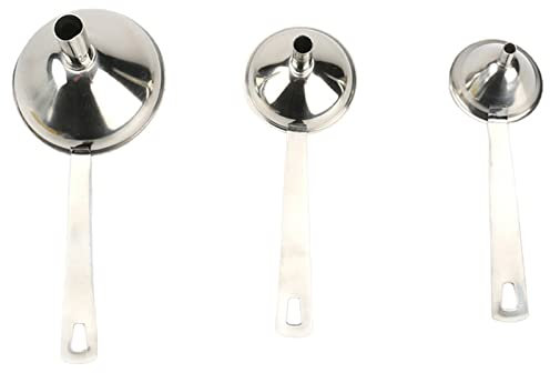 TREGOO Trichter 3pcs Stainless Steel Kitchen Funnel Set for Filling Bottles Food Filter Strainer for Transferring Essential Oil Spices Kitchen