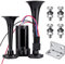PLLYPE LKW Hupe 12V, 150DB Luft Horn, Dual Trompete Air Horn mit Kompressor, Super Laute Drucklufthorn Auto Air Horn Kit, Chrom Zink Dual Trumpet Air für Autos LKWs Züge Boote Schiffe Motoren