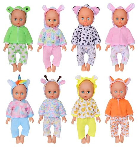 ARTST Baby Doll Clothes,12 inch Doll Clothes[8 Sets Animal Styling ] for 10/11/12 inch Baby Girls Boys(8 Set)
