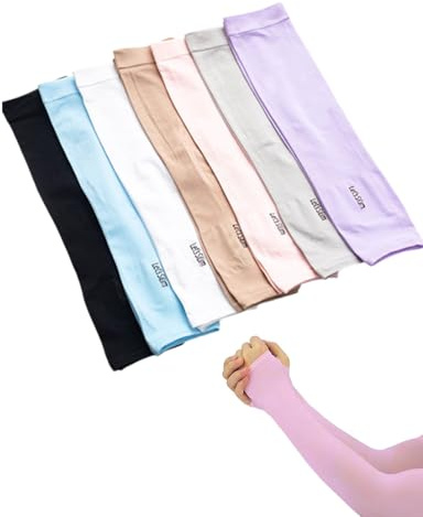 QLEUIFT Lot de 7 paires de gants de conduite avec protection solaire - Manchons de bras pour vélo - Manchons de soleil pour la conduite - Gants de bras frais - Protège-bras Miss Arm Cover Fingerless,