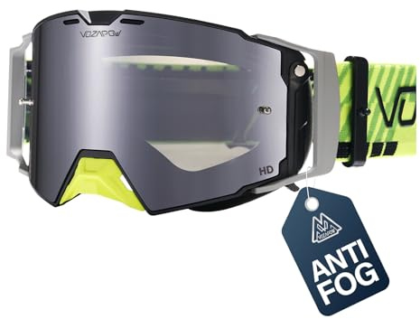 VOZAPOW Dirt Bike Goggles Over Glasses Anti-Fog, Motorcycle Protective Eyewear Motocross Goggles for Men Women