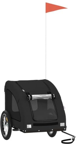 vidaXL Fahrradanhänger für Hunde, Hundeanhänger für Fahrrad, Anhänger für Katzen Haustiere, Hundefahrradanhänger Haustieranhänger, Schwarz Oxford-Gewebe Eisen