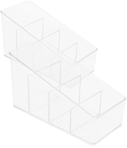 Cabilock 2pcs Tea Bag Holder Storage Organizer with 4 Compartments Plastic Tea Bag Container Box for Kitchen 7x15x8.8cm