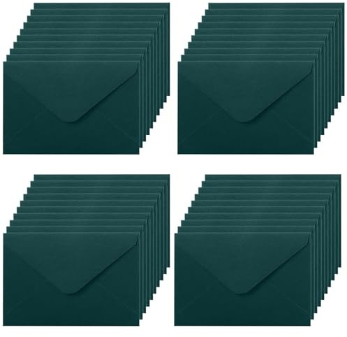 Mini-kuvert – 40-pack 15 x 10 cm mörkgröna klassiska klaffkuvert, små delar kuvert, som gåva, gratulationskort, bröllop, företag, inbjudan (kort ingår inte)