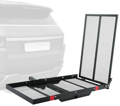 ERSINIAN Portaequipaje de Enganche, portaequipaje de Enganche de Hierro con rampa Plegable, Compatible con Receptor de Enganche de 5 cm/2, Capacidad de Peso de 226 kg/500 LB