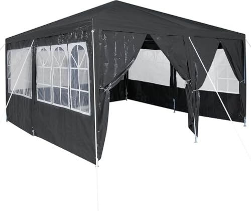 vidaXL Partytält Antracit 400 x 400 x 266 cm polyeten, Trädgårds- och terrastält, bärbart hopfällbart skydd, UV-skyddande utomhus, väderbeständigt eventpaviljong
