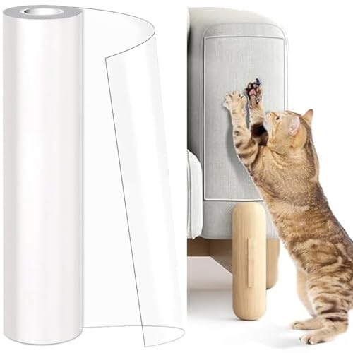 Cat Anti Scratch Deterrent Tape,Anti Cat Scratch Furniture Protector,Sofa Protectors From Pets,Clear Self Adhesive Tape for Sofa & Door,Flexible Walls for Dog and Cats Clawing,Sofa,Couch,Door(20cmx3m)