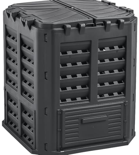 FEINZ - Composter Garden 360L - Contenitore per compost con base - Composter termico in plastica nero - Compost - Compositore termico da giardino