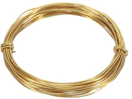 QUARKZMAN 6 Meter Lång H65 Mässing Hantverkskabel 1,2mm Diameter, 16 Gauge Metall Smycketråd Guld Mässingtråd för Halsband Armband Ring Smyckestillverkning Hantverk Dekoration