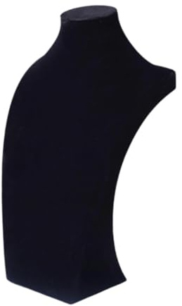 Jojomis Présentoir de Colliers en Velours avec Support Mannequin, Buste Organisateur pour Bijoux, Pendentifs et Chaînes, Accessoire d'Exposition et Vitrine- Noir 40 Cm de Hauteur