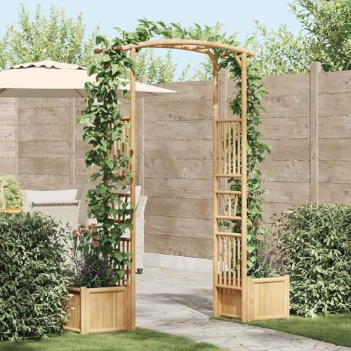 Trädgårdsbåge bambu natur 177 x 40 x 205 cm fristående med växtstöd för rosor, clematis, murgröna och vinrankor som dekorativ valvspaljé för trädgård, balkong, terrass och säng