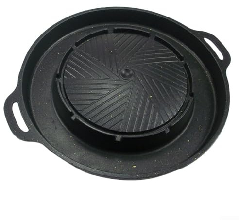 Placa de parrilla portátil para estufa de gas, disco de accesorio para barbacoa de camping sin revestimiento, sartén redonda de aluminio de 34 cm para picnic al aire libre