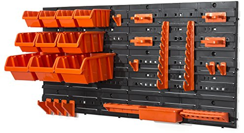 Tableau a outils avec boites de rangement 31 elements orange combinaison murale