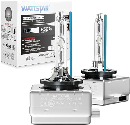 wattstar Xenon headlight, d1s xenon bulb, 35W, 8000K, Compatible with 85415XV2S1,66140,HID bulbs, Xenon Brenner, bulb replacement,.Socket Type: Pk32d-2(pack of 2)
