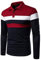 Men's Polo Shirt Long Sleeve Stripe Casual Golf T-Shirts Work Tee Tops Rugby Tennis Golf Pique T-Shirts Red Navy, L