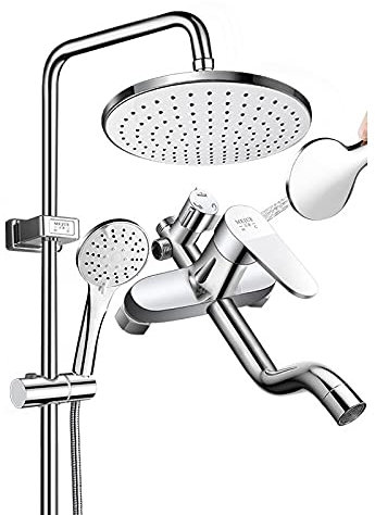 Bagno con Doccia a Parete Angolo di soffione Fisso Angolo Regolabile, Interruttore di Uscita dell'Acqua Rotante a Tre Controlli, ugello in Silicone autopulent