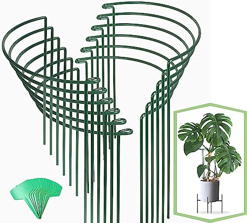 Joyhalo 12 Pack Plant Support Stakes, 16 Inch Plant Stakes for Outdoor Plants, Peony Cages and Supports, Peony Cage with 15 Pcs Twist Ties, Flower Stakes Peonies Support Cages for Plants