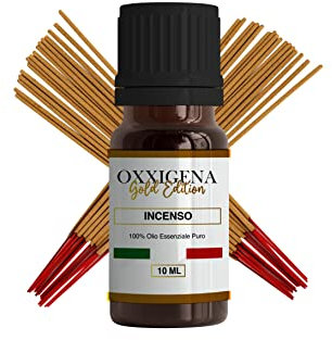 Oxxigena - Olio Essenziale di Incenso Gold Edition - 10 ml - Made in Italy - Puro al 100%, Naturale, Vegano, Senza OGM - Ideale per Aroma Terapia, Miscele da Massaggio