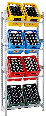 PROREGAL Getränkekistenregal High Big Camel | Grau | 8 Kisten | HxBxT 200x80x30cm | Kistenregal Getränkeregal Wasserkistenregal Bierkistenregal