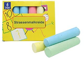 Sonnenscheinschuhe® Straßenmalkreide 6er Box 10cm bunt Malen Kreide Straße Kinder
