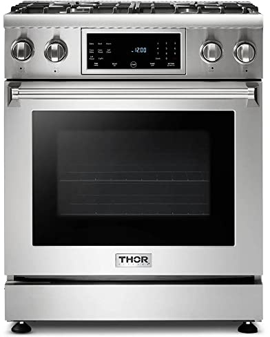 THOR Kitchen 30-Inch Gas Range with Tilt Panel and Self-Cleaning Oven in Stainless Steel - Model TRG3001