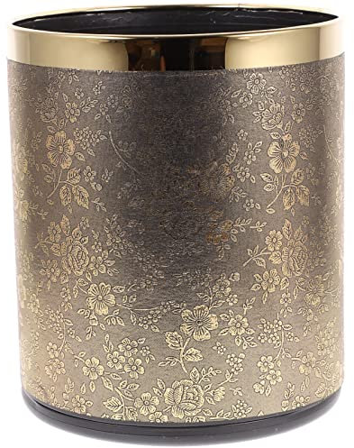 STOBAZA Corbeille À Ordures Décorative Double Couche Poubelle Ronde Corbeille À Papier Sans Couvercle Corbeille À Papier Pour Salon Salle De Bain Cuisine Hôtel Ktv Doré Noir