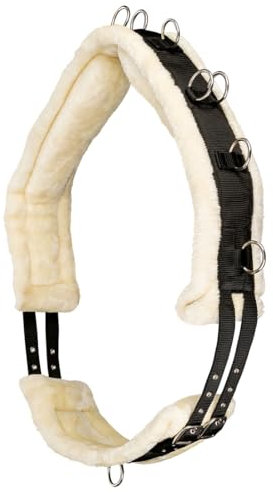 Equinate Longiergurt Cleveland mit synthetischem Lammfell und Widerristpolster Vollblut - 12 Ausbinderinge - Bauchumfang anpassbar