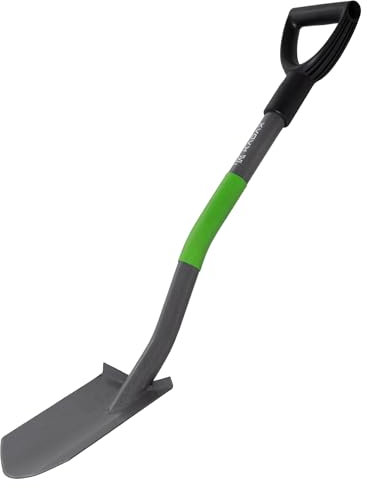 KADAX Bêche de jardinage avec manche en métal, pelle de jardin robuste, avec poignée en D, petite pelle de jardin en métal, outil de jardin pour le jardin (vert/gris)