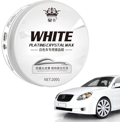 Cire de voiture blanche, pâte de cire solide automobile blanche | Supplies de soins de voiture pour le dissolvant à gratter pour le SUV blanc/voiture/RV, logo en métal, moyeu, verre, phare
