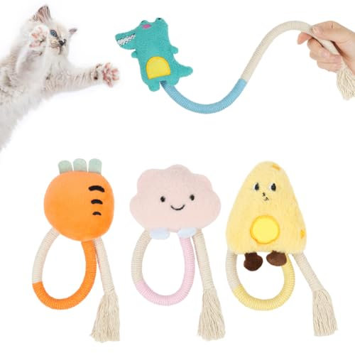 Adiwo Cat Interactive Toys, 4 Pcs Sisal Rope Cat Toys, Catnip Cotton Rope Toy, Cat Chew Toys for Teeth Cleaning and Teething, Prevent Bad Breath