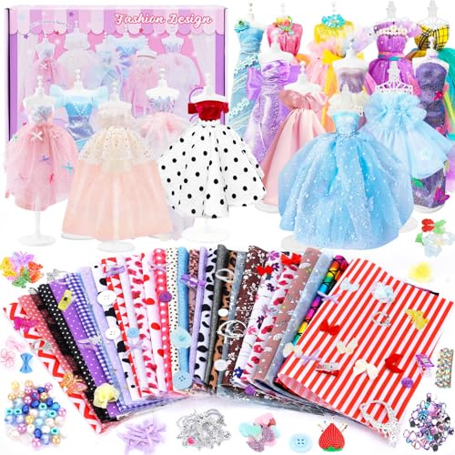WUSUPU Fashion Design Kit,Kit de Création de Mode pour Filles,Design Mode Kit,Créatifs Coffret Styliste Activites avec Mannequin Couture Kits pour Cadeau d'anniversaire Fille 8-12+ans