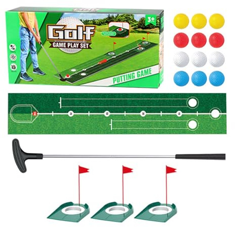 Golfputtmatta | Golfspel Komplett Set med Puttmatta - Golftränare Övningsleksaker för Utomhusbruk i Trädgård Camping Barnpresent